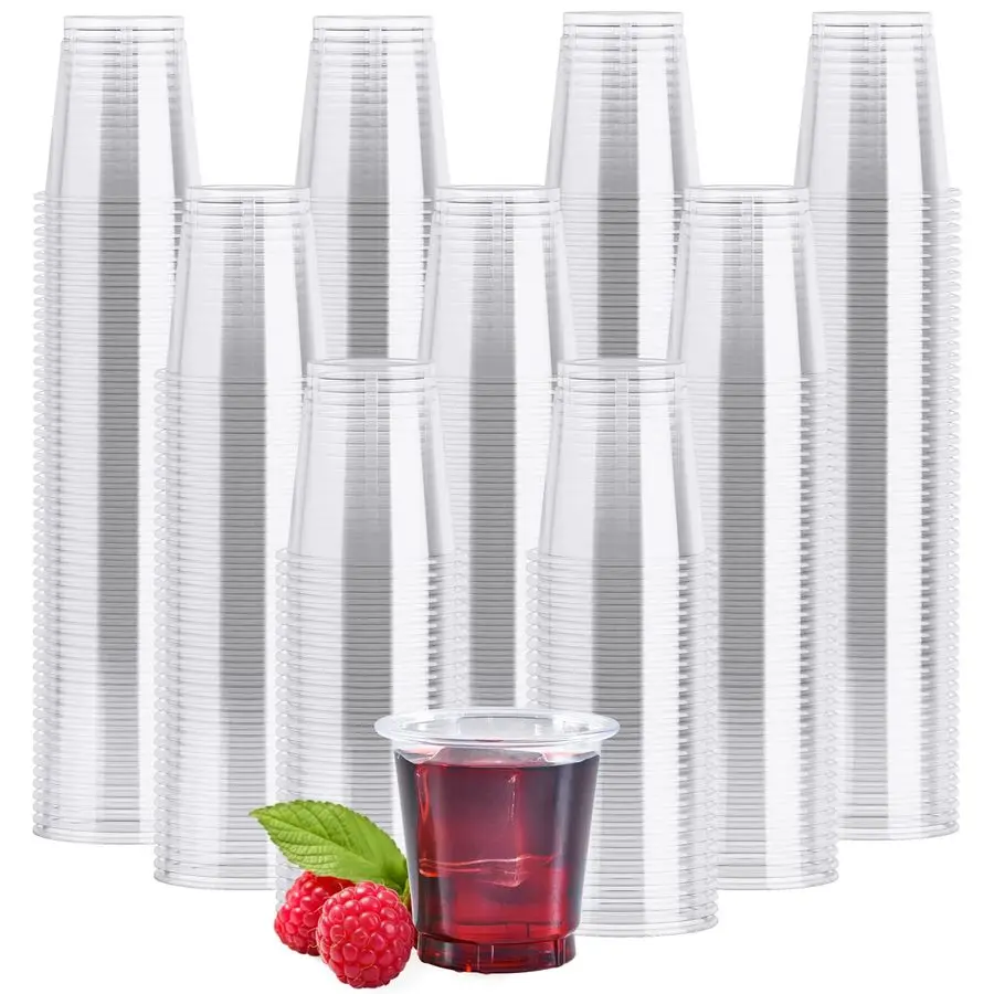 

900 Pack 2 oz Plastic Shot Glasses, Clear Disposable Cups, Plastic Shot Cups Disposable for Jelly Shots, Wine Tasting, Food Samp