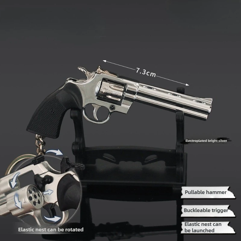 7cm/2.75in Mini metalowy rewolwer pistolet metalowy pistolet zabawkowy brelok wisiorki odłączana wersja gra pistolet Model mężczyźni ozdoba chłopiec prezent