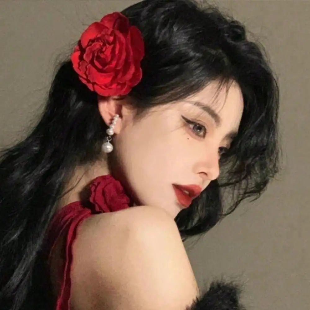 1Pc White Camellia Shape Flower On The Head Small Flower Hairpin Head Flower Hairpin Internet Celebrity Atmosphere Side Clip Female - Detail 1