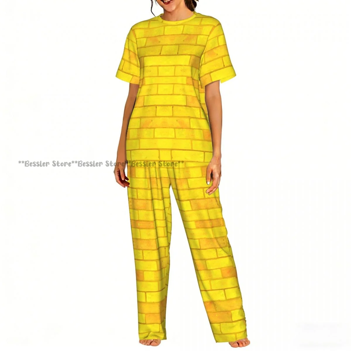 

Women's Pajamas Set Brick Road Short Sleeve Sleepwear 2 Piece Homewear Loungewear