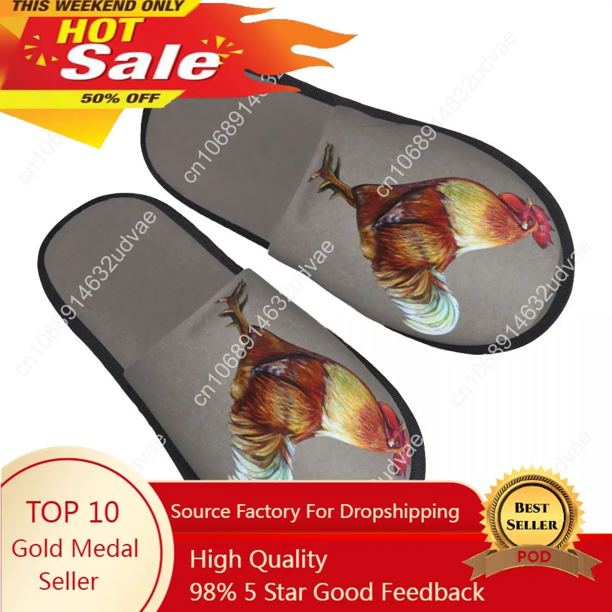 

Rooster Drawing Vintage Slipper For Women Men Fluffy Winter Warm Slippers Indoor Slippers