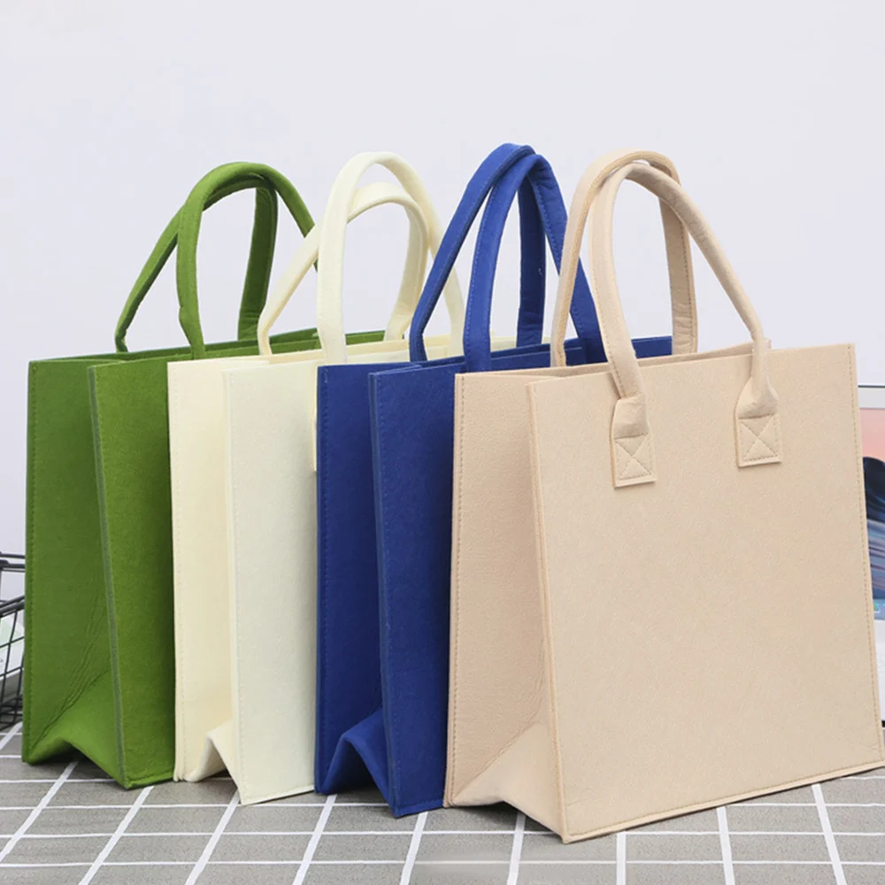 Reusable Felt Totes Handbags Storage Bags Women School Shoulder Shopping Bags Portable Casual Eco-friendly Leisure Handle Bolsos