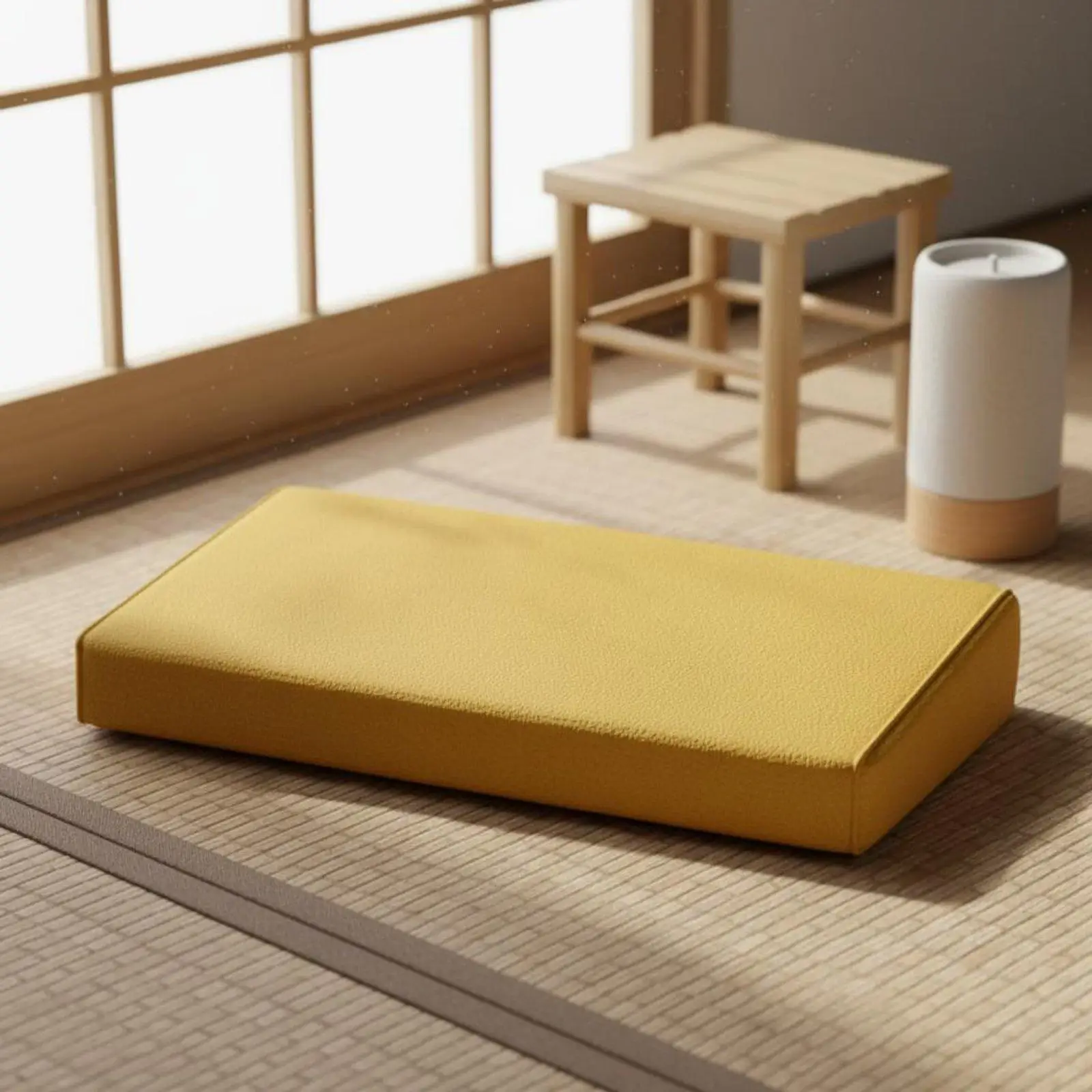 Handcrafted Linen Meditation Cushion with Spiritual Lotus Pattern Firm Coir Pad for Yoga Prayer and Relaxing Floor Seating