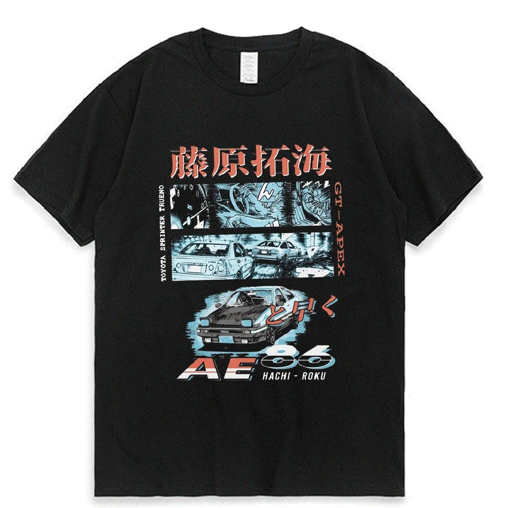 

Initial D Manga Hachiroku Shift Drift Men T Shirt Takumi Fujiwara Tofu Shop Delivery AE86 Men's Women T-shirt Anime Tees 01336