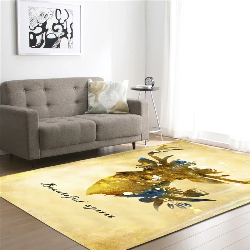Deer Carpets For Home Living Room Tea Table Bedside Sofa Mat Kids Bedroom Decor Washable Floor Mat Household Area Mat Animal Rug - view 2