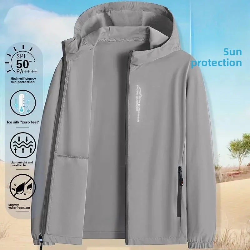 

2026 New Ice Silk UV Protection Clothing Men's Thin Pure Color Super Thin Sunscreen Fishing Clothes Casual Outdoor Fashion
