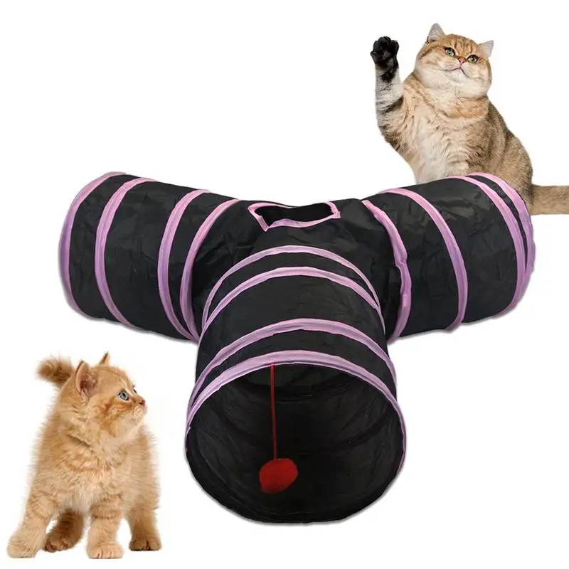 Cat Play Tunnel 3-Way Folding Tunnel Pet Interactive Toy for Cats Pet Accessories Interactive Maze Toy for Kitten Puppy Rabbit