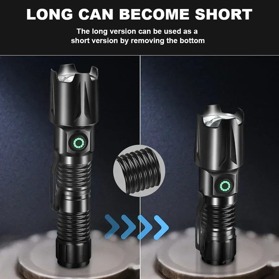 KDULIT XHP50 New Ultra Bright LED Flashlight Rechargeable Mini Tactical Torch with 5 Lighting Modes Lanterns for Camping Fishing