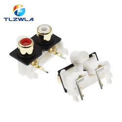 5Pcs Av2-8.4-8 Vertical Pin RCA With Core Socket, 2-Hole Audio Socket, PCB Welded Lotus Socket Connector