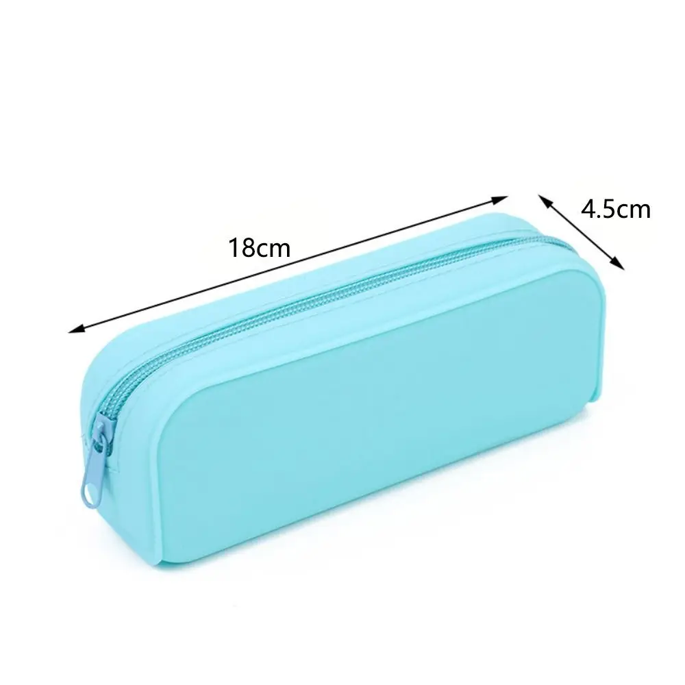 Minimalist Zippered Silicone Pencil Case Large Capacity Waterproof Pen Bag Candy Color Stationery Storage Pouch Student