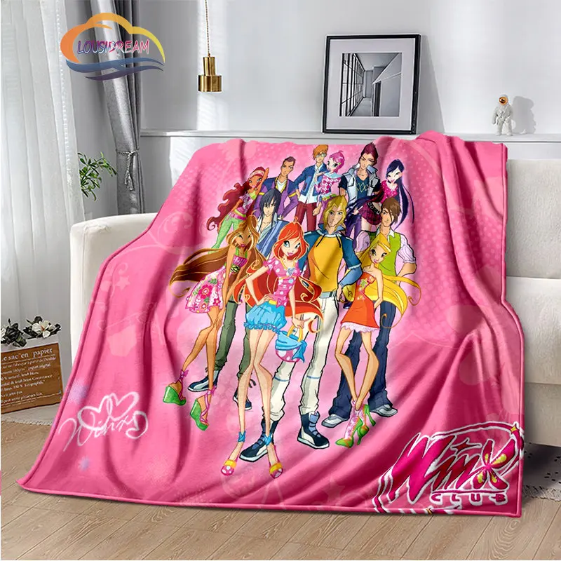 Cartoon Throw Blanket W-Winx club Bedroom Decoration Anime Girl  for Sofa Bed Living Room Office Children\'s blanket Gift