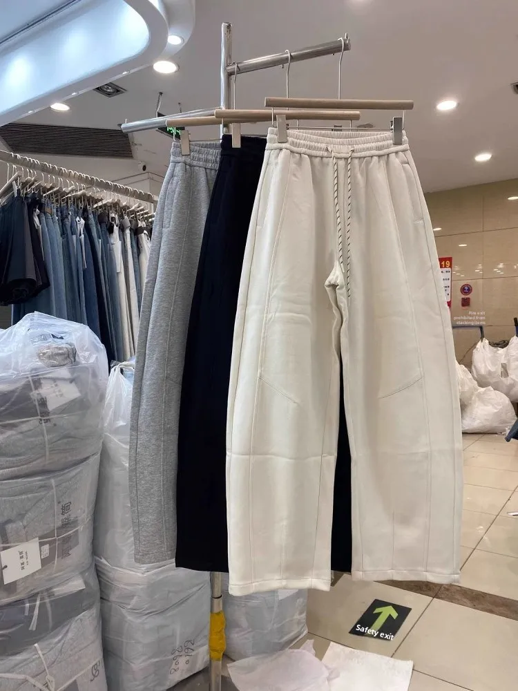 

Очень большие 300-мешочек, рабочая одежда, широкие брюки для мужчин и женщин, летние американские ретро тонкие свободные драпированные прямые повседневные брюки