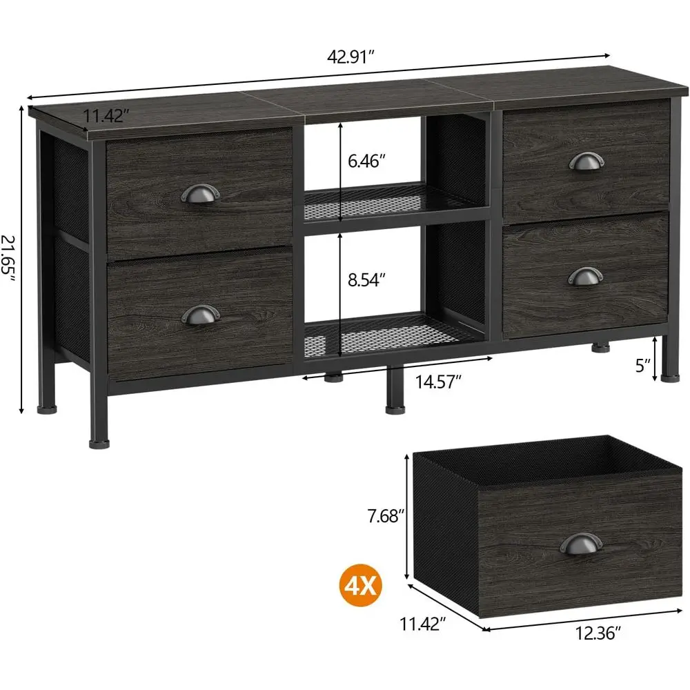 حامل تلفزيون مع 4 أدراج، مركز ترفيه 43 بوصة مع أرفف مفتوحة، مركز الوسائط لتلفزيون 50 بوصة، حامل تلفزيون لغرفة النوم، #3