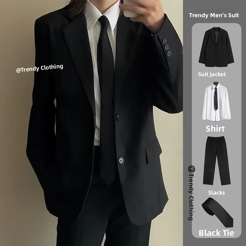 

Casual Sle мужской orm Suit Set aduate Speech Photo Class orm Jaet Coat Long Sve Два пуговицы однорядные