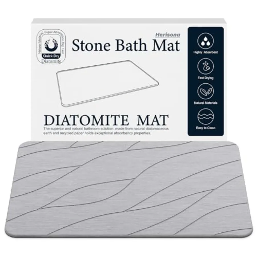 

Closefriend Diatomaceous Earth Stone Bath Mat Quick Dry Non-Slip Super Absorbent Diatomite Stone Mats for Bathroom Light Grey 1
