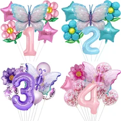 Butterfly Balloon Set 32/40inch Number Balloon Princess Garden Decoration Girl Fairy Birthday Party Balloon