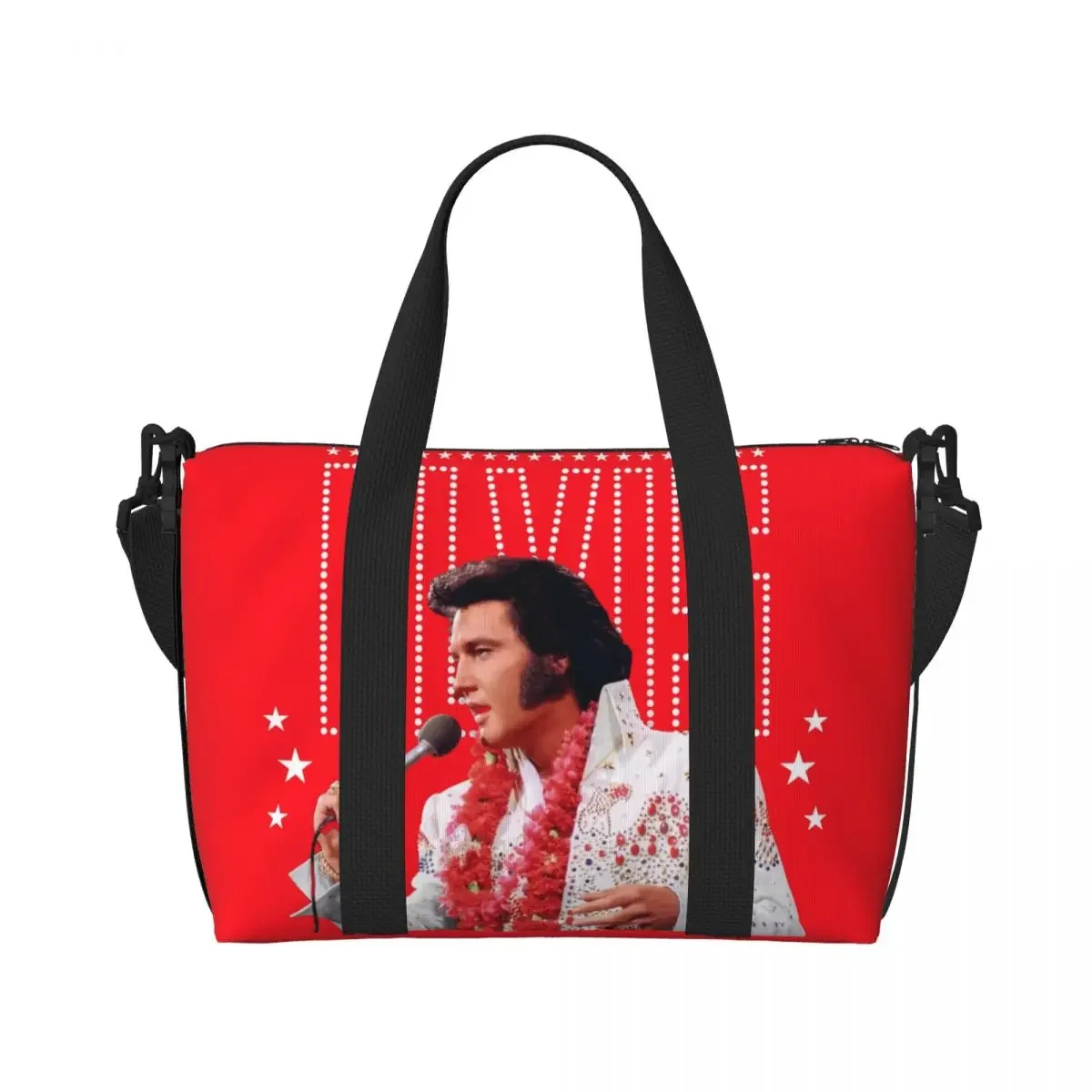 Custom Elvis And Rock King Tote Bag Women Large Capacity American Singer Actor Gym Beach Shoulder Travel Bag