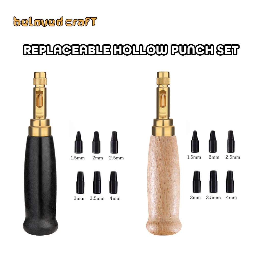 6 Size Replaceable 1.5-4mm Head Tips  Automatic Belts Screw Punch Leather Tool Hole Screw Craft Removable Book Drill Punch