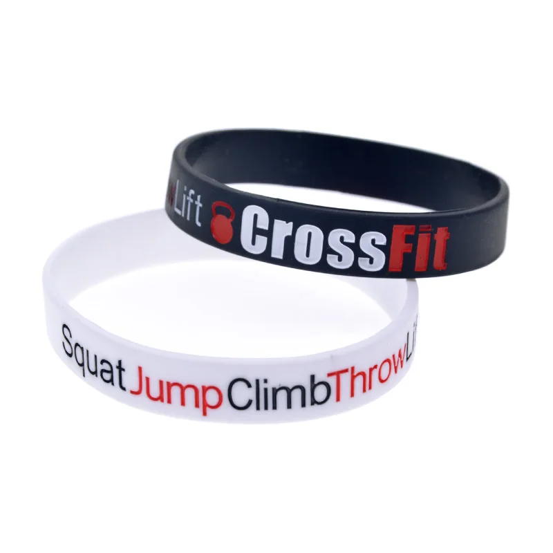 50 Pcs Squat Jump Climb Crossfit Silicone Bracelet 1/2 Inch Wide Gym Workout Motivational Wrist Band