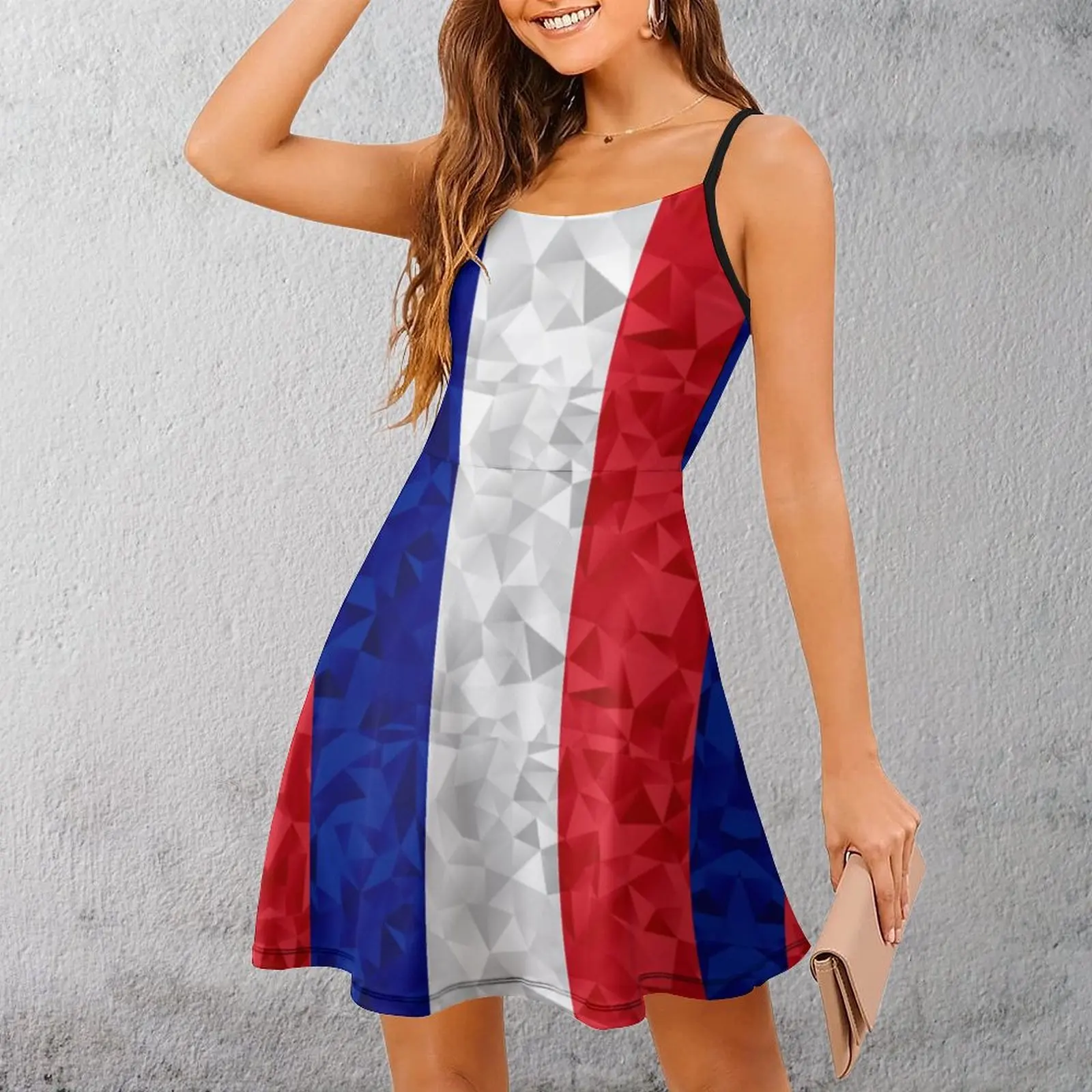 Vestido exótico de la bandera de Francia para mujer, Vestido con tirantes, vacaciones Vintage, estampado divertido, 20