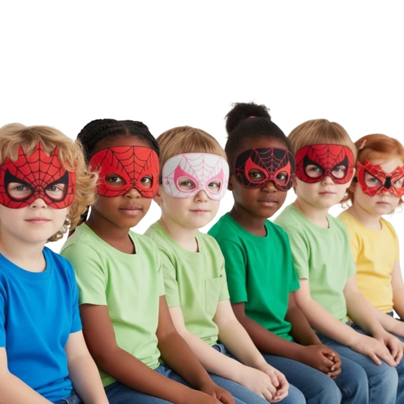 5 pièces/lot, accessoire de cosplay amusant Spiderman pour garçon et fille, fête d'Halloween, masque pour les yeux en feutre blanc Gwen Stacy, jeu de rôle, cadeau d'anniversaire