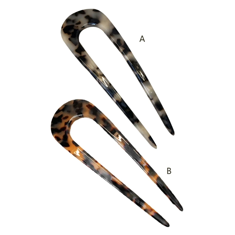 U Shaped Hair Pin Fork Sticks 2 Prong Acetate Tortoise for Shell Hairpin Chignon Dropship