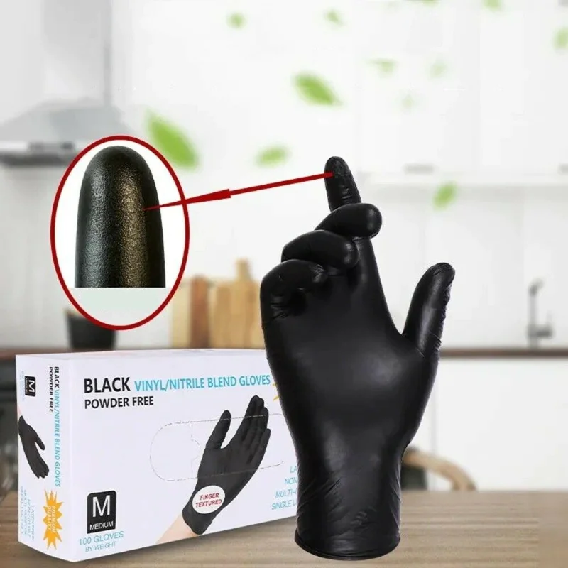 20 szt. Czarne jednorazowe rękawice lateksowe domowe laboratoryjne rękawice do czyszczenia butyronitrylu do czyszczenia szklarni
