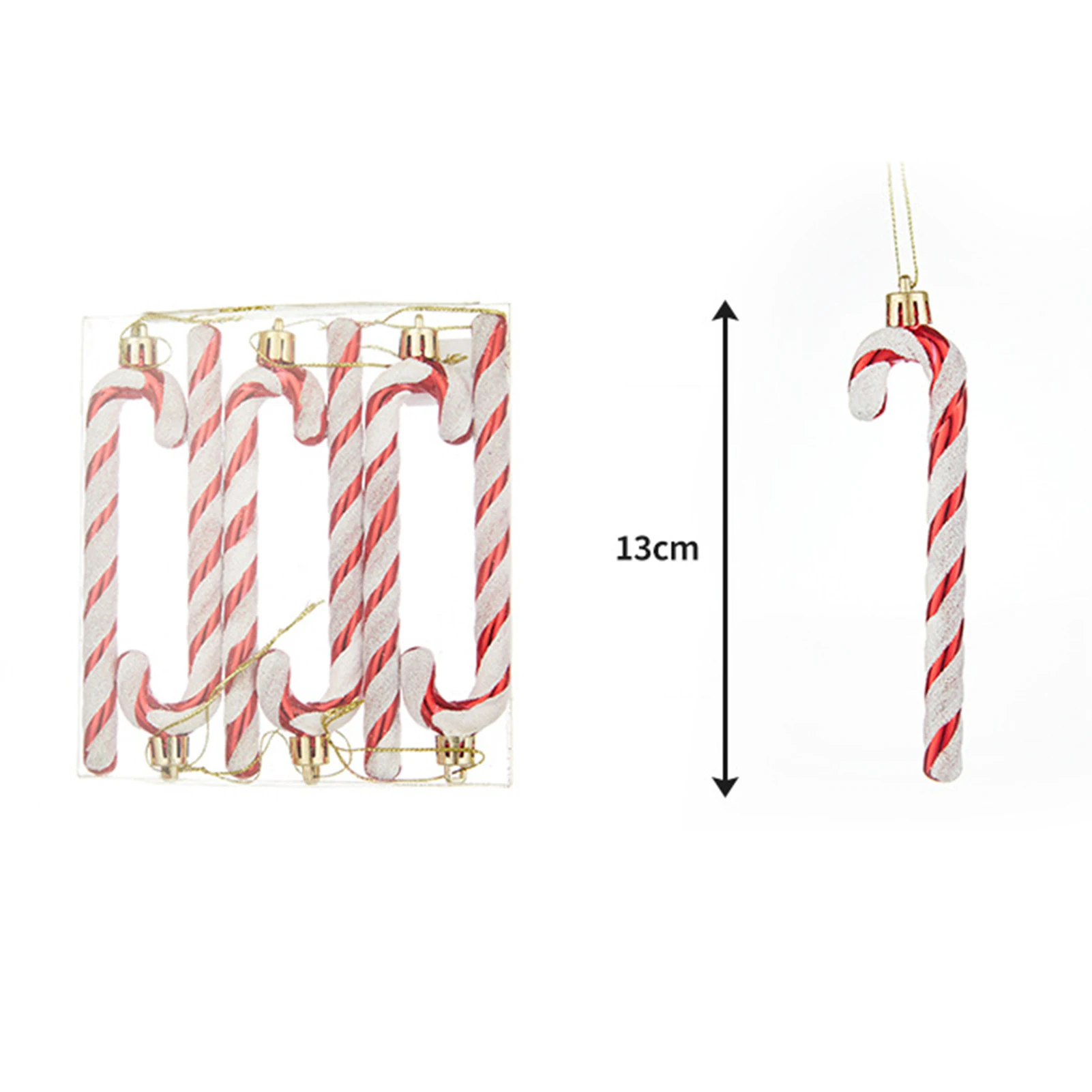6Pcs Curved Cane Christmas Pendant Reusable Christmas Ornament for Parties Weddings Office Buildings