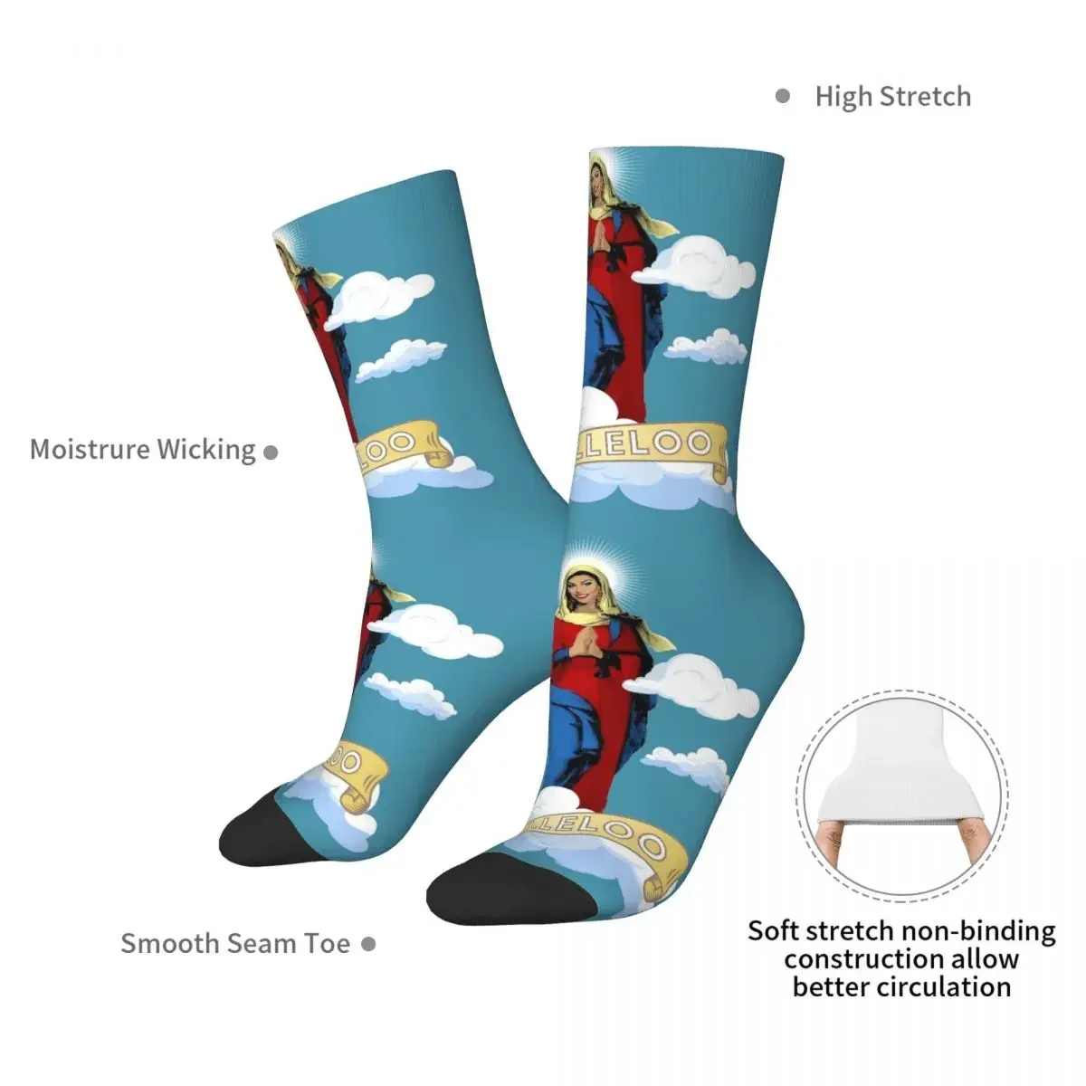 Halleloo - The Virgin Mary Socks Harajuku Sweat Absorbing Stockings All Season Long Socks Accessories for Man's Woman's Gifts