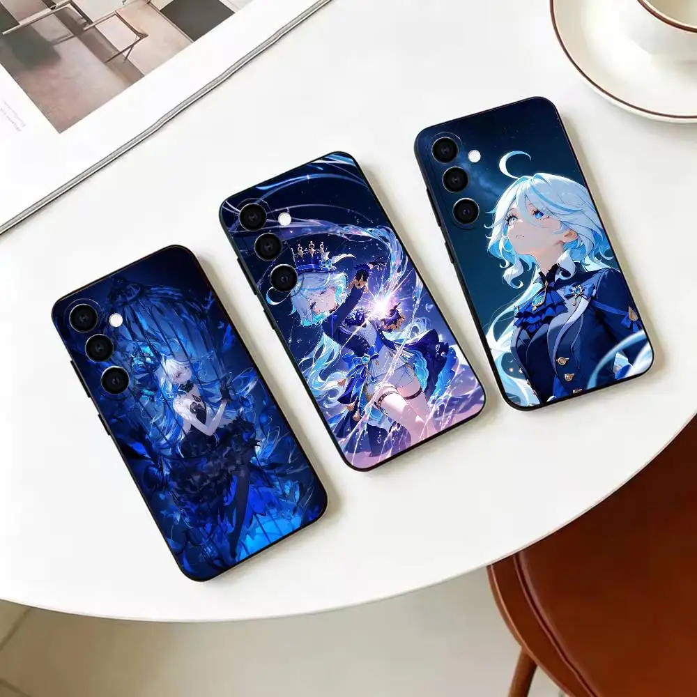 Genshin Impact Furina  Black Soft Silicone Shockproof Case For Samsung A70/A71/A51/A52/A53 & Other Models