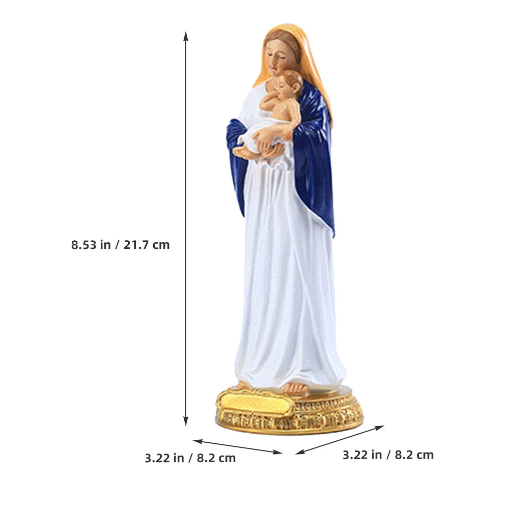 

Classical Resin Virgin Mary and Baby Desktop Ornament Religious Craft for Office Living Room Decoration
