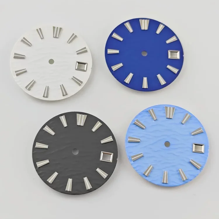 28.5mm water ripple GS dial C3 green night light suitable for NH35 NH36 movement watch modification with customizable logo
