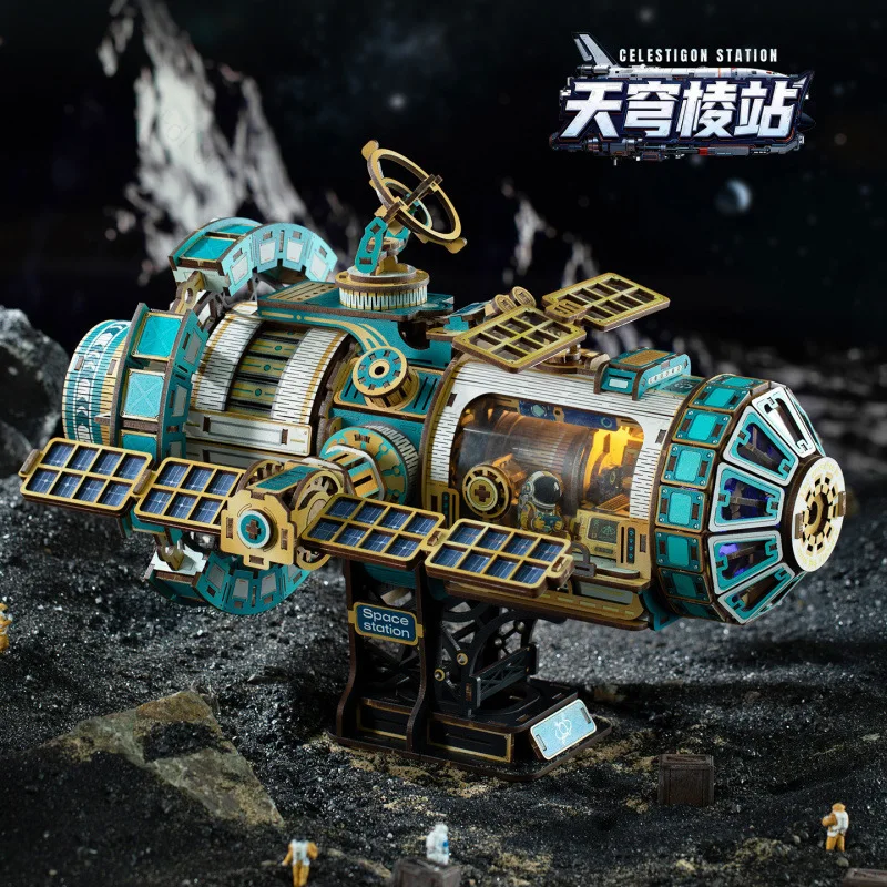 Mechanical assembly model Tianqiangling station cross-border e-commerce toy model hand-assembled DIY hut