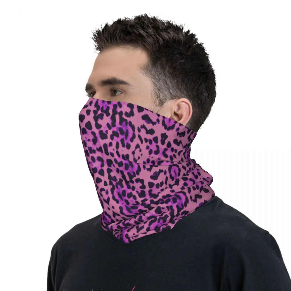 Leopardo rojo púrpura Bandana cuello polaina máscara impresa bufanda multiusos ciclismo bufanda deportes al aire libre Unisex adulto toda la temporada