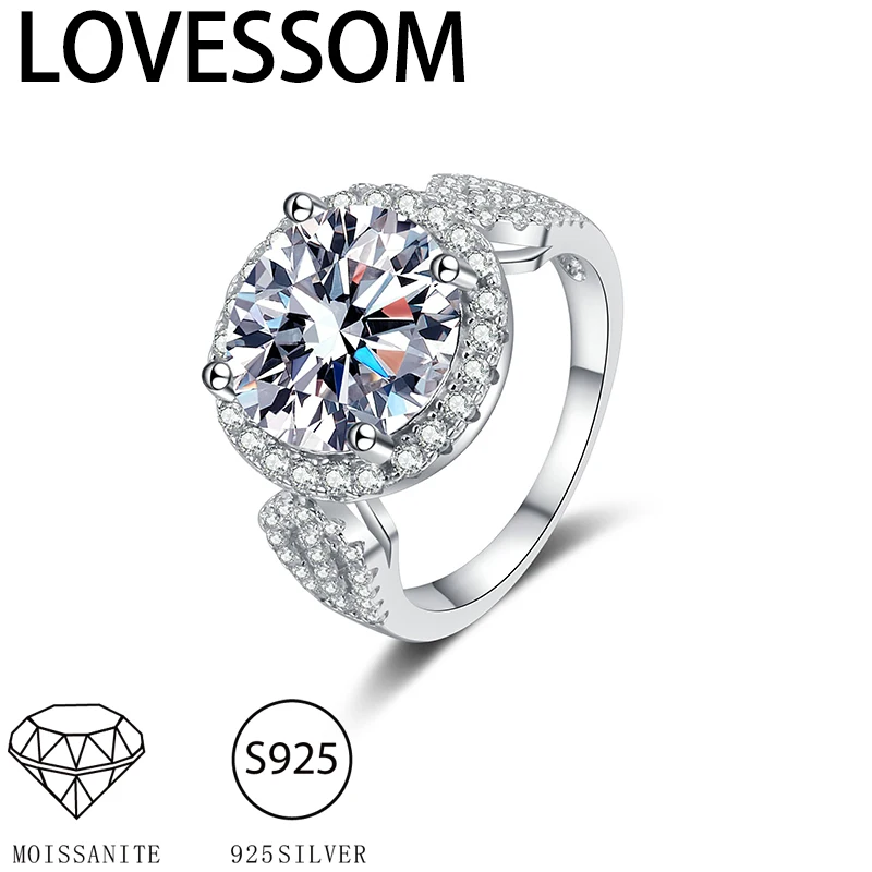 

Кольцо из серебра 925 пробы, 5 карат, модное сверкающее великолепное ювелирное изделие, подарок на свадьбу, день матери