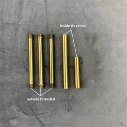 2 Pieces 100% Copper Material Lamp Threaded Straight External Tooth Tube Lighting Accessories M10 Internal Teeth Straight Tube