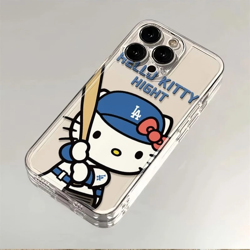 Y2K Cute Baseball Hello Kitty Clear Case For Samsung A73 A72 A71 A55 A52 A51 A50 A34 A35 A33 A32 A31 A30 A24 A23 A22 5G Cover