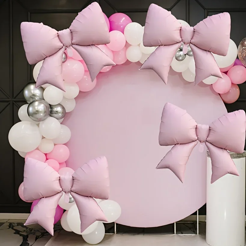 4 قطع الطفل الوردي الأزرق القوس بالون ربطة القوس فيونكة الوردي بالون القوس الصغير بالون الزفاف العروس دش فتاة حزب هدية بالون الديكور #6