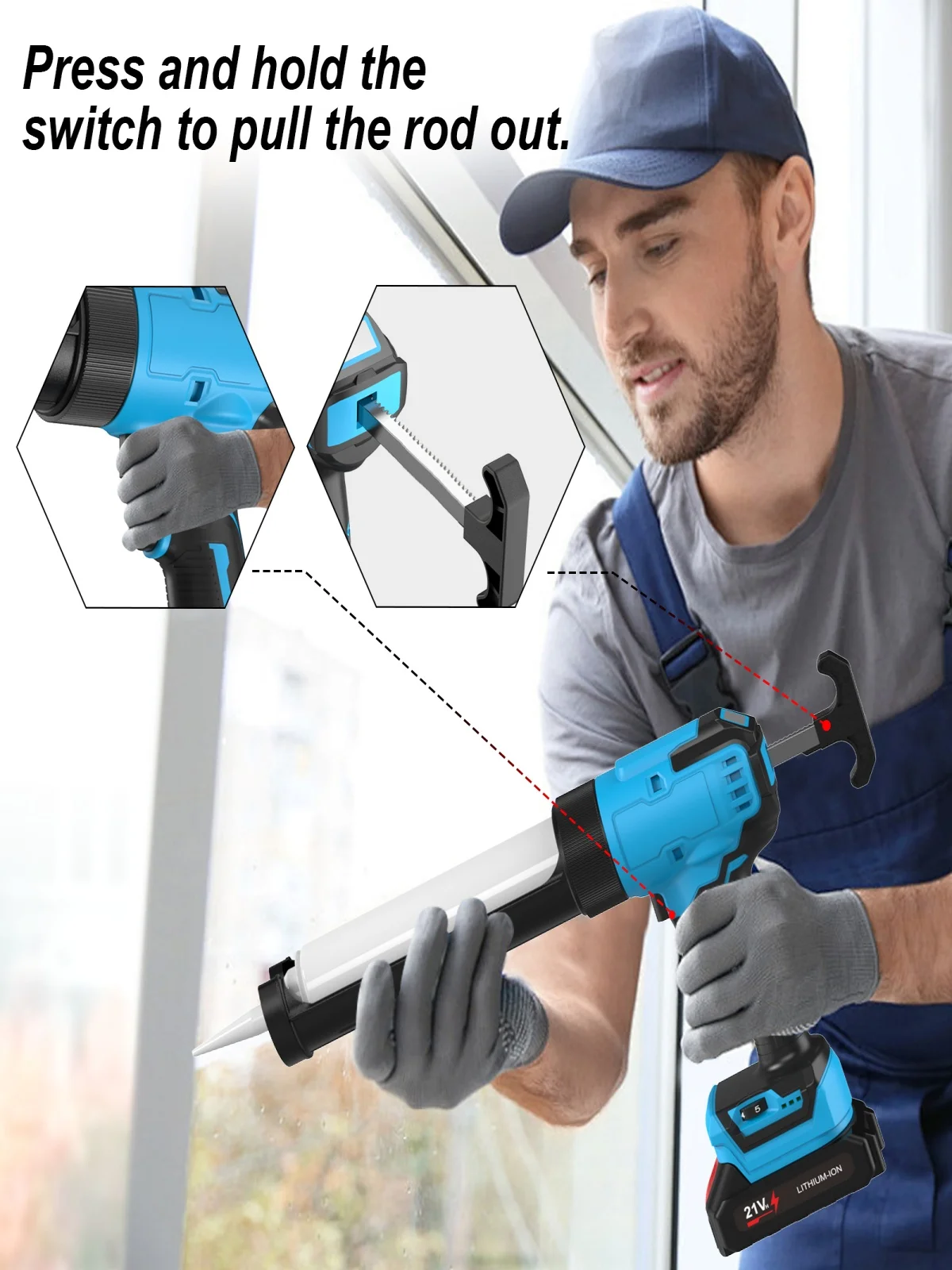 Elektrische kitpistool 6 snelheden LED Cement Glaslijm Kleefmiddel Afdichtmiddel Gereedschap Draadloze Glue Gun voor Makita 18V accu - afbeelding 2