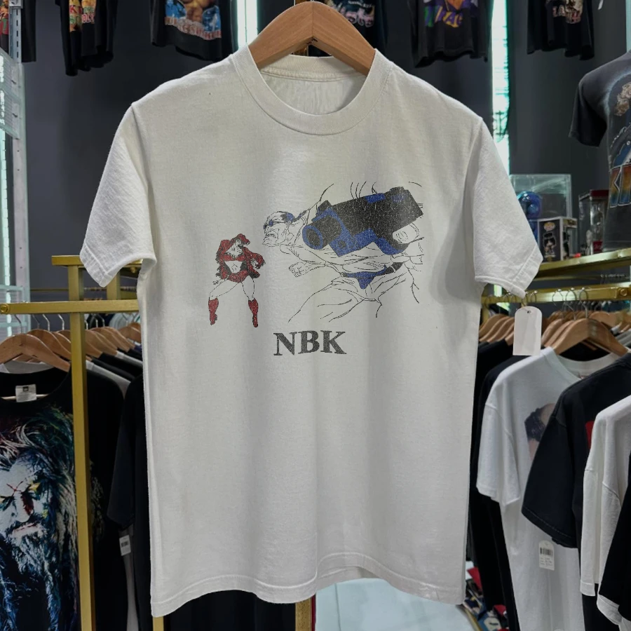 1994 Nbk 'Anime Edition' Rare Washed White T-Shirt Y2K Style Underground Print Loose Retro Summer