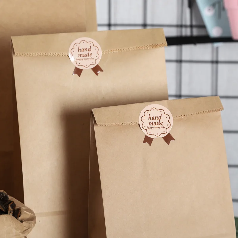 50 stuks vierkante bodem kraftpapier zakken voedsel platte verpakking zakken snoep snacks sieraden opslag kraftpapier zakken