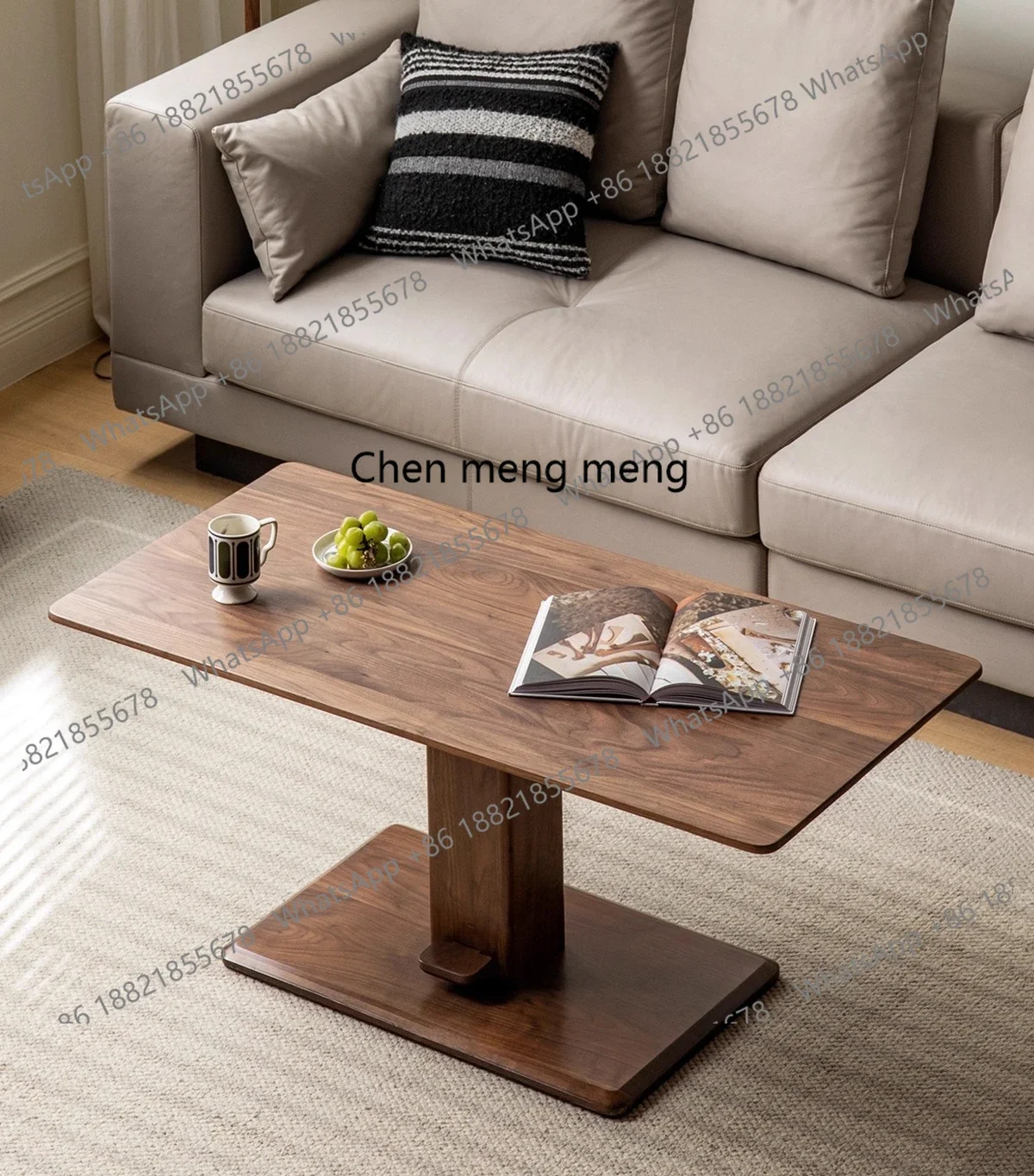 

cc182Black walnut solid wood coffee table household lifting dining table simple desk living room multi-functional tea table