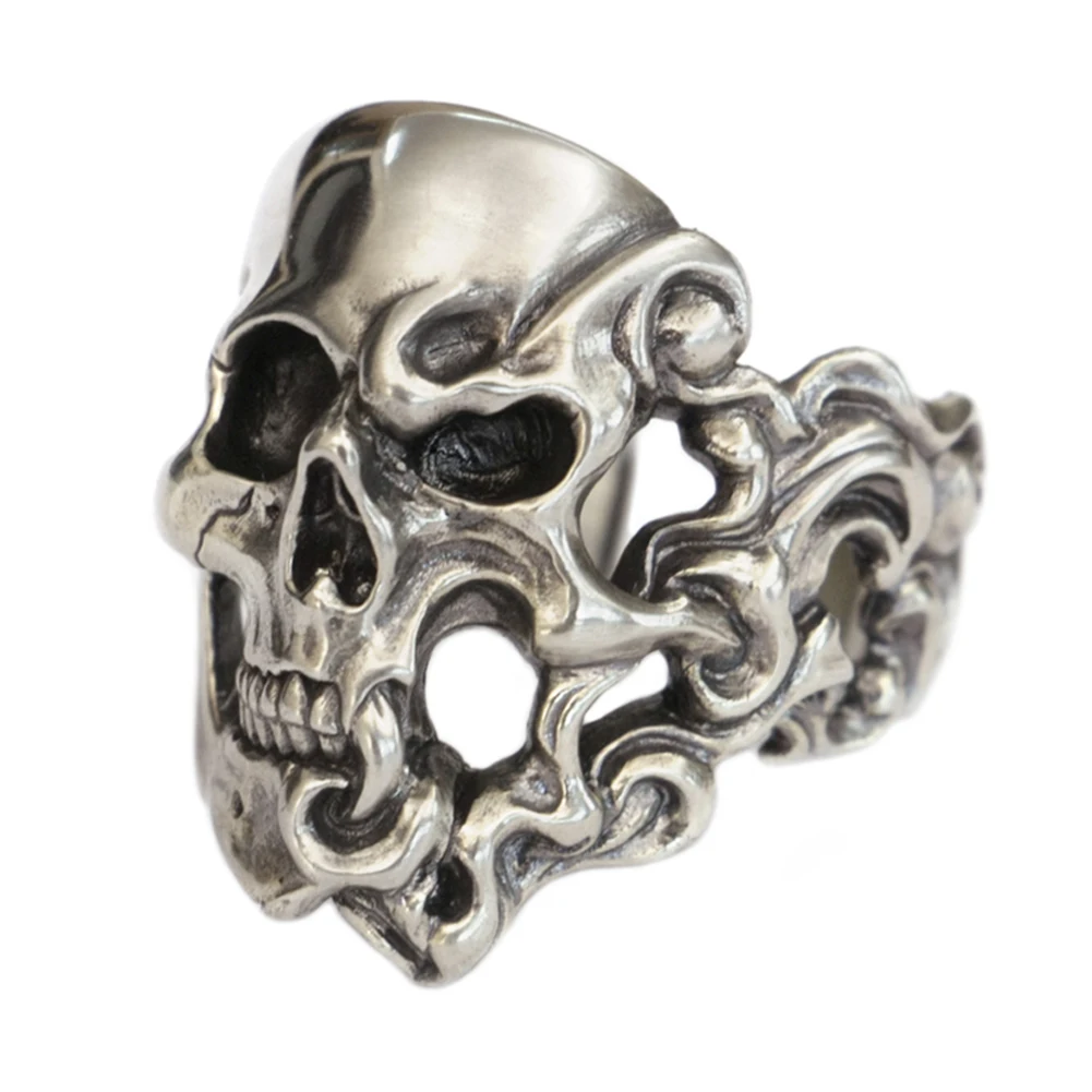 Cupronickel Fire Skull Ring CP282 US Size 7~15