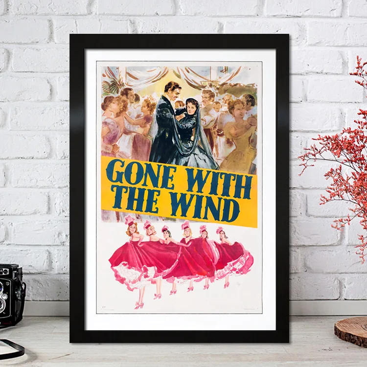 Classic Love Movie Gone With The Wind Clark Gable Vivien Leigh Retro Quality Canvas Painting Poster Room Art Home Wall Decor