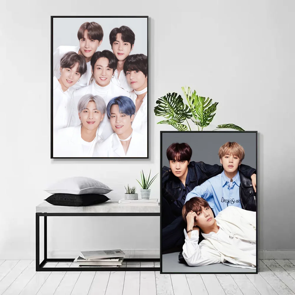 1pc Korea Popular Band Bangtan Boys Poster Self-adhesive Art Waterproof Paper Sticker Coffee House Bar Room Wall Decor