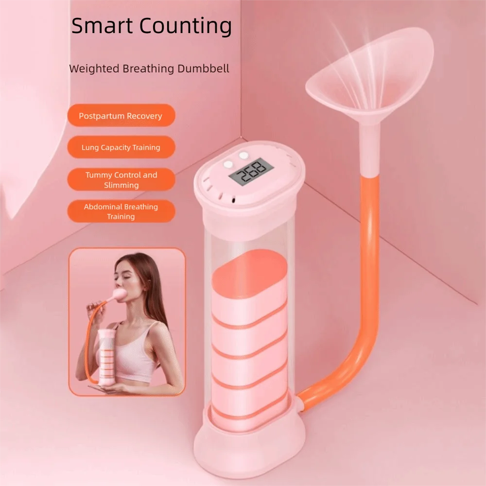 

Adjustable Resistance Breathing Dumbbell Trainer Deep Breathing Practical Lung Capacity Expander Ergonomic Design with Counter