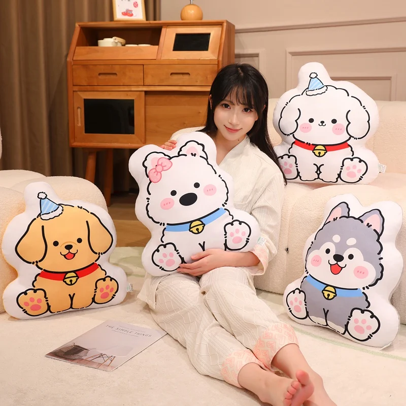 

Cute Cartoon Dog Printed Pillow 4 Styles Labrador, Poodle, Husky and Bear Soft Plush Cushion fo Bed, Sofa and Home Decor.