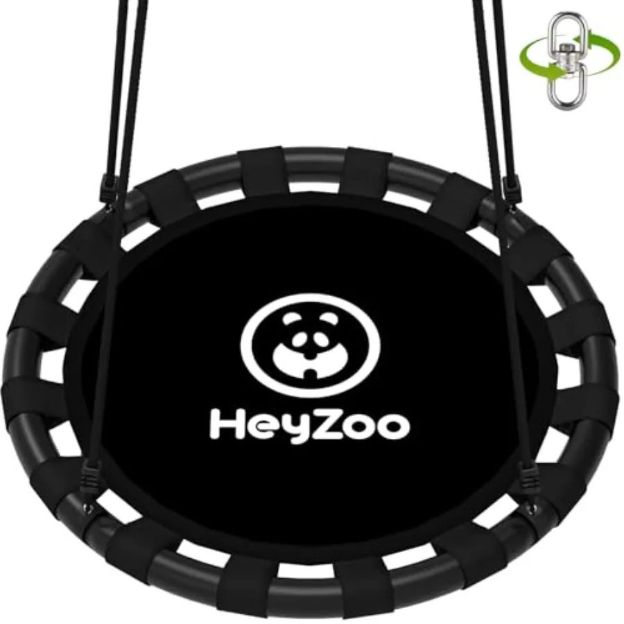 

Backyard outdoor playground saucer swing set heavy-duty steel black 900lbs capacity with 360 swivel for kids and family