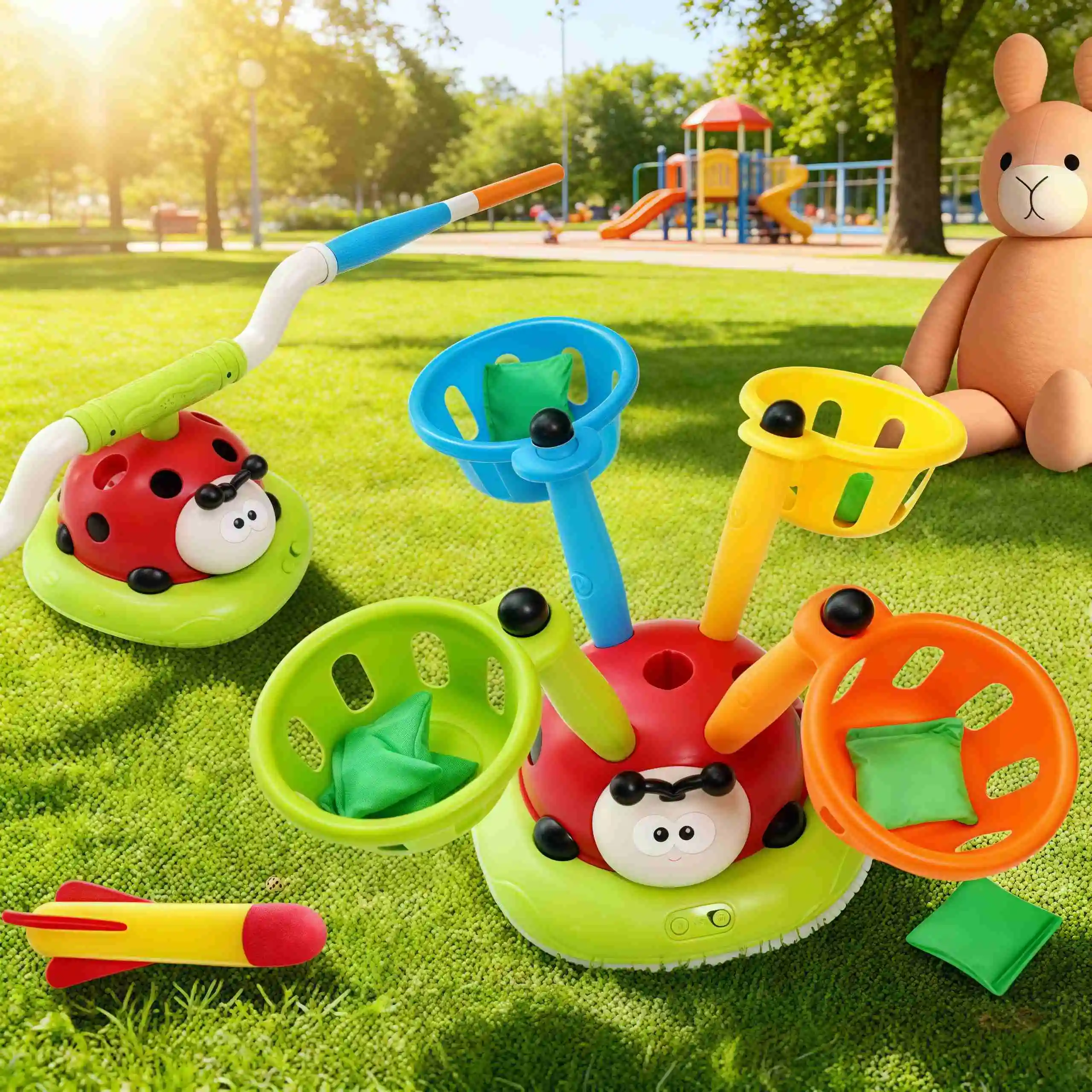 อัพเกรดของเล่นกีฬาเลดี้บั๊ก 2/3/4/5-in-1: เชือกกระโดด, โยนห่วง – ของเล่นกลางแจ้งสำหรับเด็ก