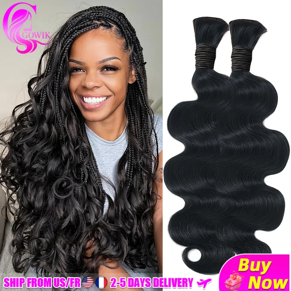 

GOWIK Body Wave Human Hair Bulk 12A Cuticle Aligned Raw Strands No Weft Soft Natural Waves Glossy Hair Extensions Lightweight Flexible Braiding Supplies Fit Boho Braids DIY Hairstyle Making For Black Women Multiple Lengths In Stock